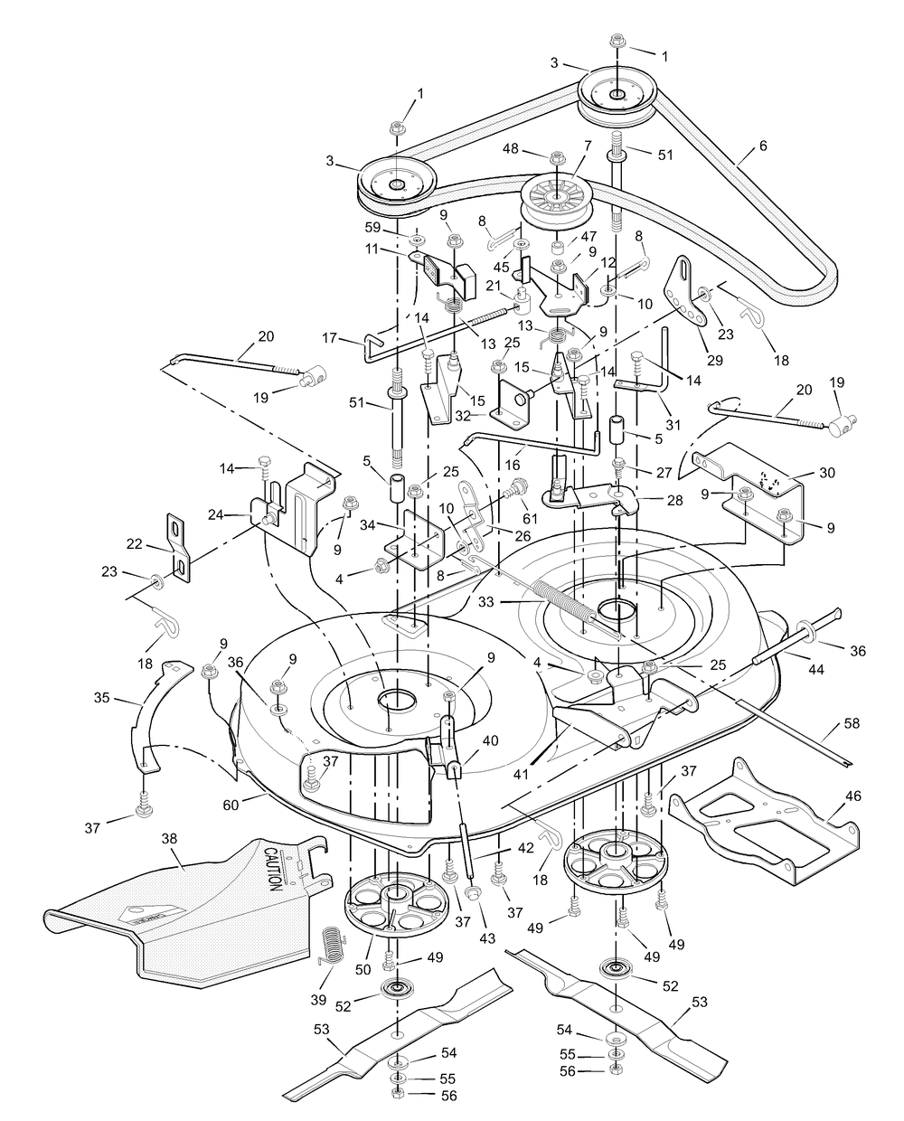 Mower Housing Diagram and Parts List for 387000X92A 2003 Briggs and Stratton Lawn Tractor